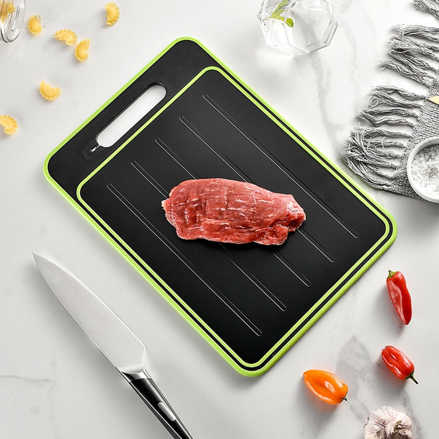 AOWBCGD Cutting Board Double Sided 2 Pcs Large+Small Black Stainless Steel