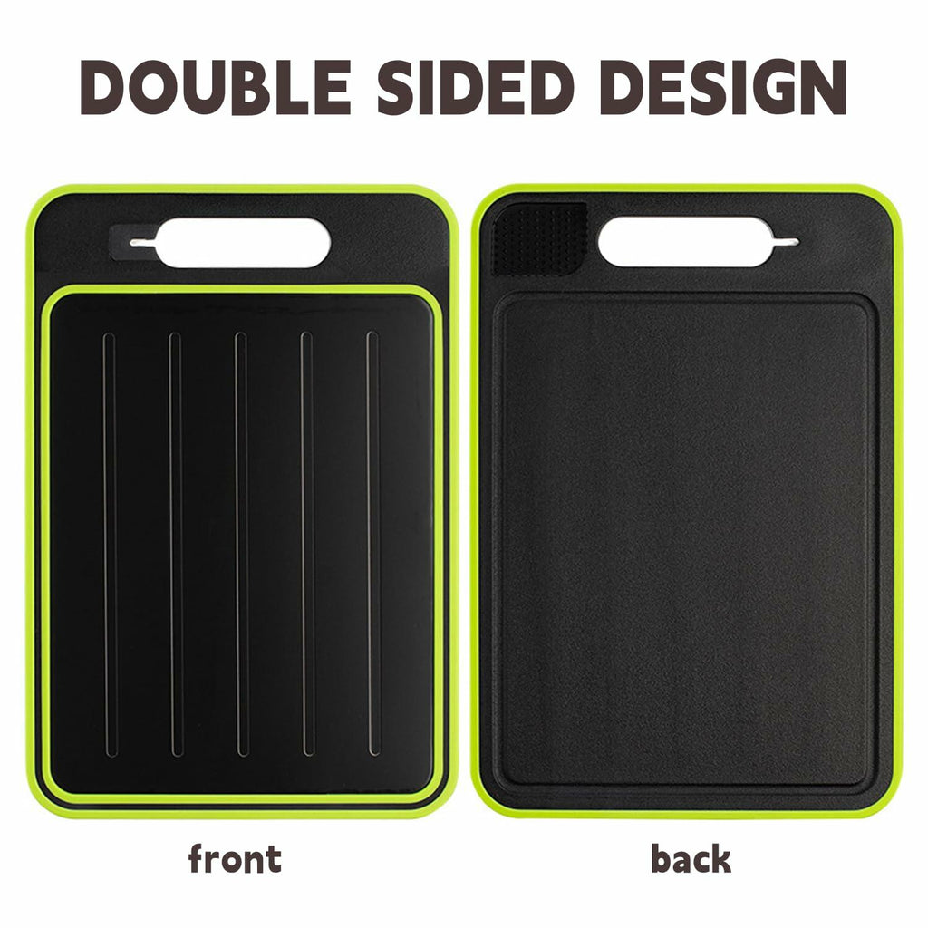 AOWBCGD Cutting Board Double Sided 2 Pcs Large+Small Black Stainless Steel