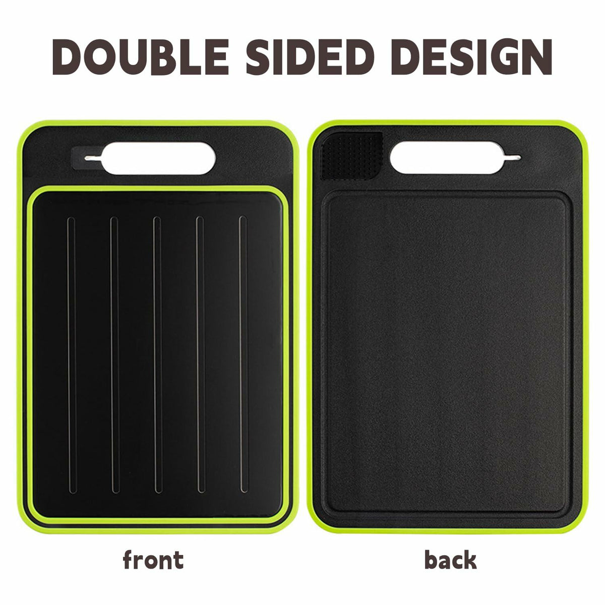 AOWBCGD Cutting Board Double Sided 2 Pcs Large+Small Black Stainless Steel