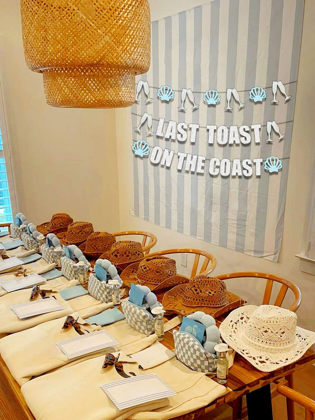 JeVenis Last Toast On The Coast Blue Beach Bachelorette Party Banner