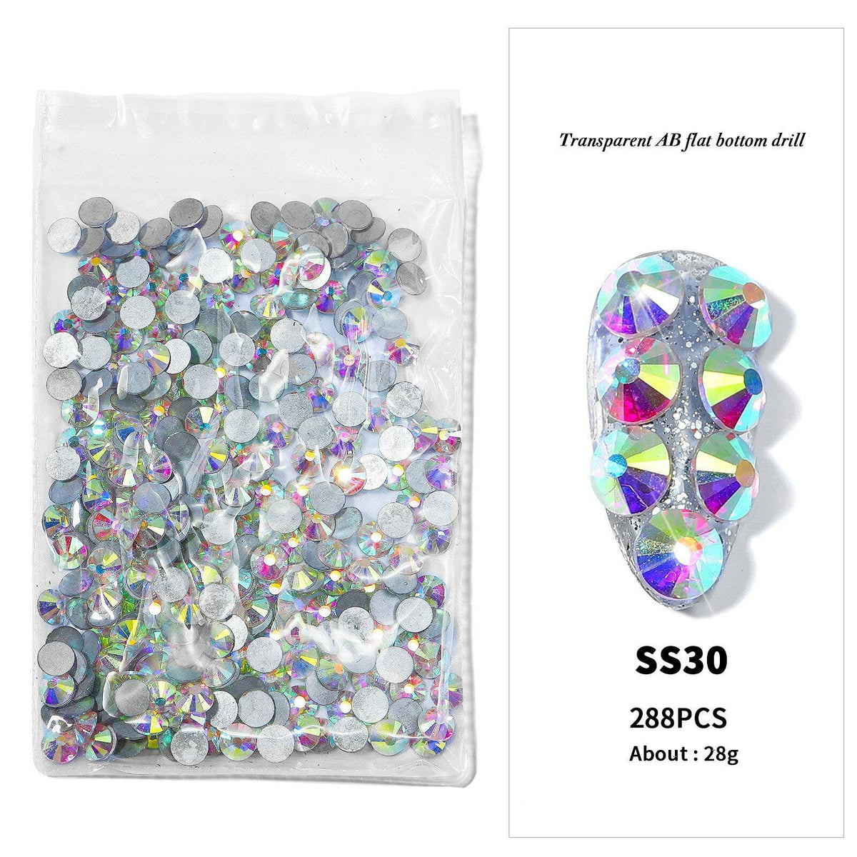 576pcs SS30 6.5mm AB Rhinestones Round Crystals for Nail Art Jewelry Crafts