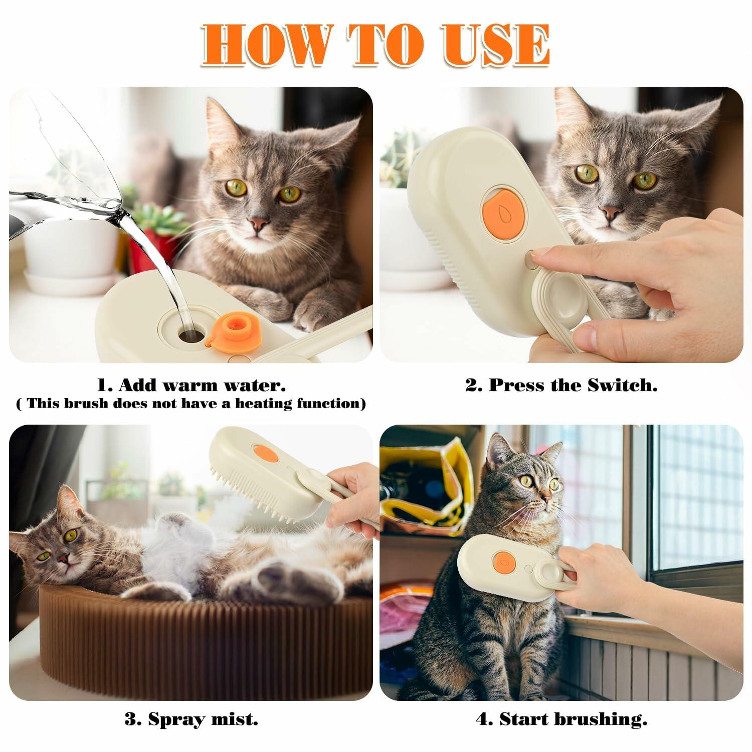 Ayaseen Cat Steam Brush 2PCS Rechargeable Flea Anti-Static Massage Comb