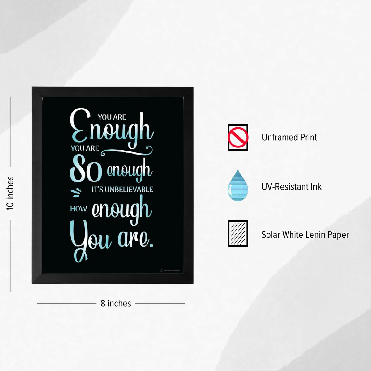 Ambience Alley Ltd You Are Enough Motivational Wall Decor Poster 8x10