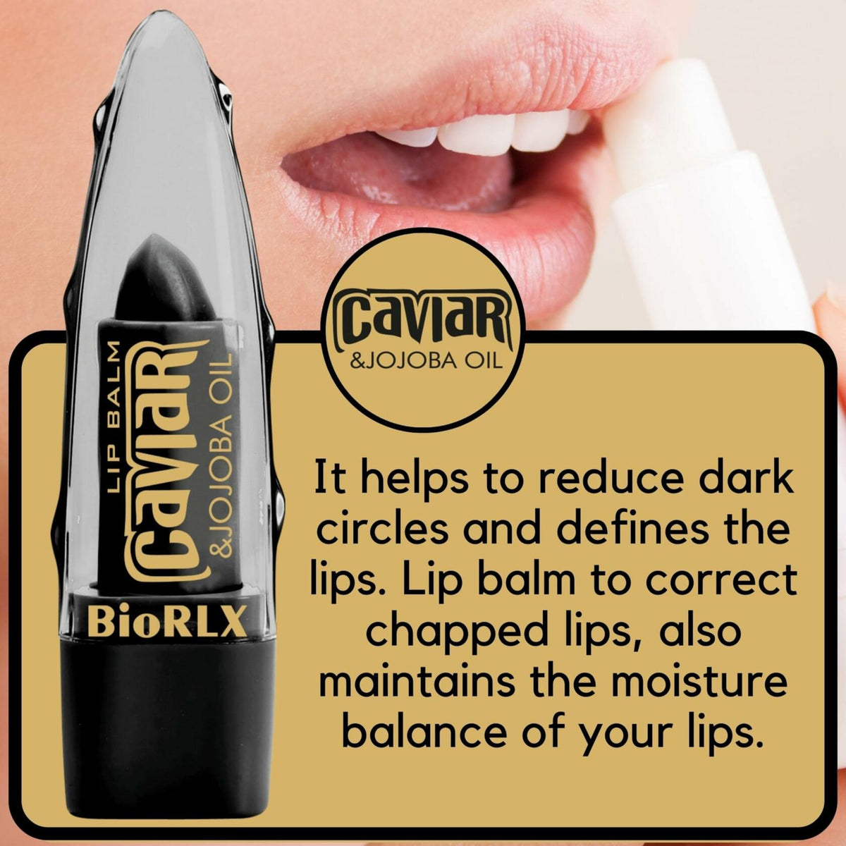BioRLX Aloe Vera Lip Balm Caviar & Jojoba Oil 0.12oz Pack of 3