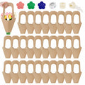 DIBALIYI 25 Pcs Kraft Paper Flower Gift Bags with Handle Brown Floral