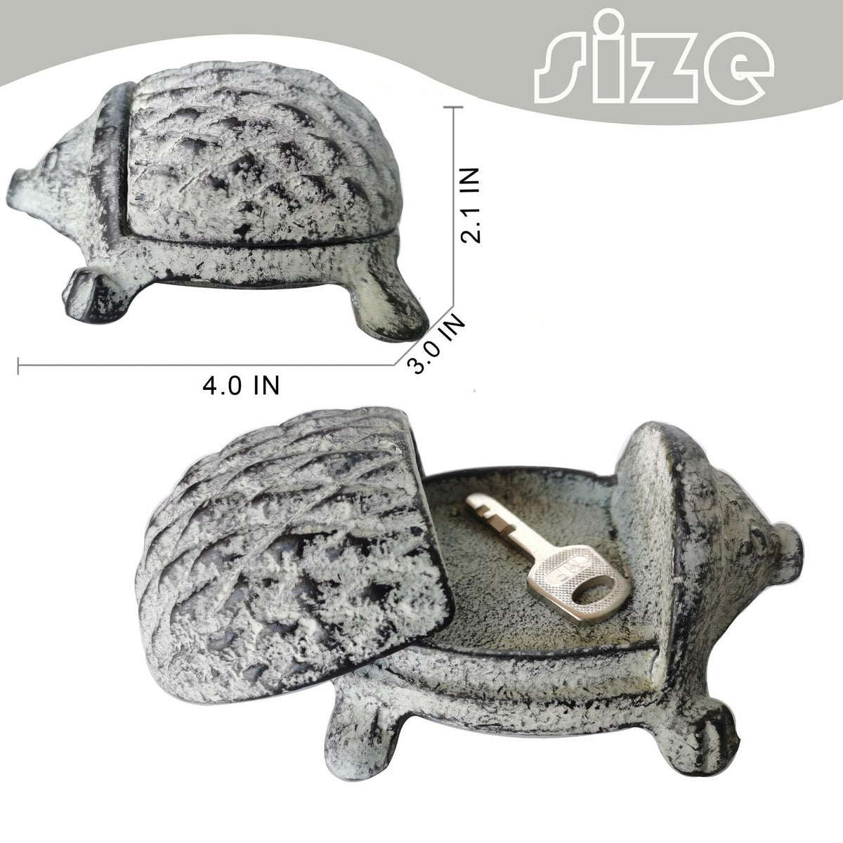 BSTWISH Iron Hedgehog Key Hider Outdoor Garden Decoration Gray