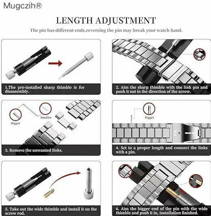 Mugczih Apple Watch Band Stainless Steel Metal Strap Silver Size 42/44/45mm
