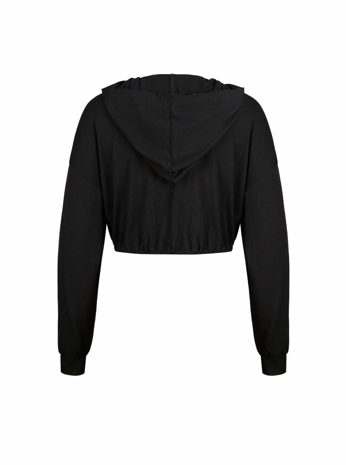 LovelyWholesale Womens Cropped Hoodie Long Sleeve Workout Top Black XL