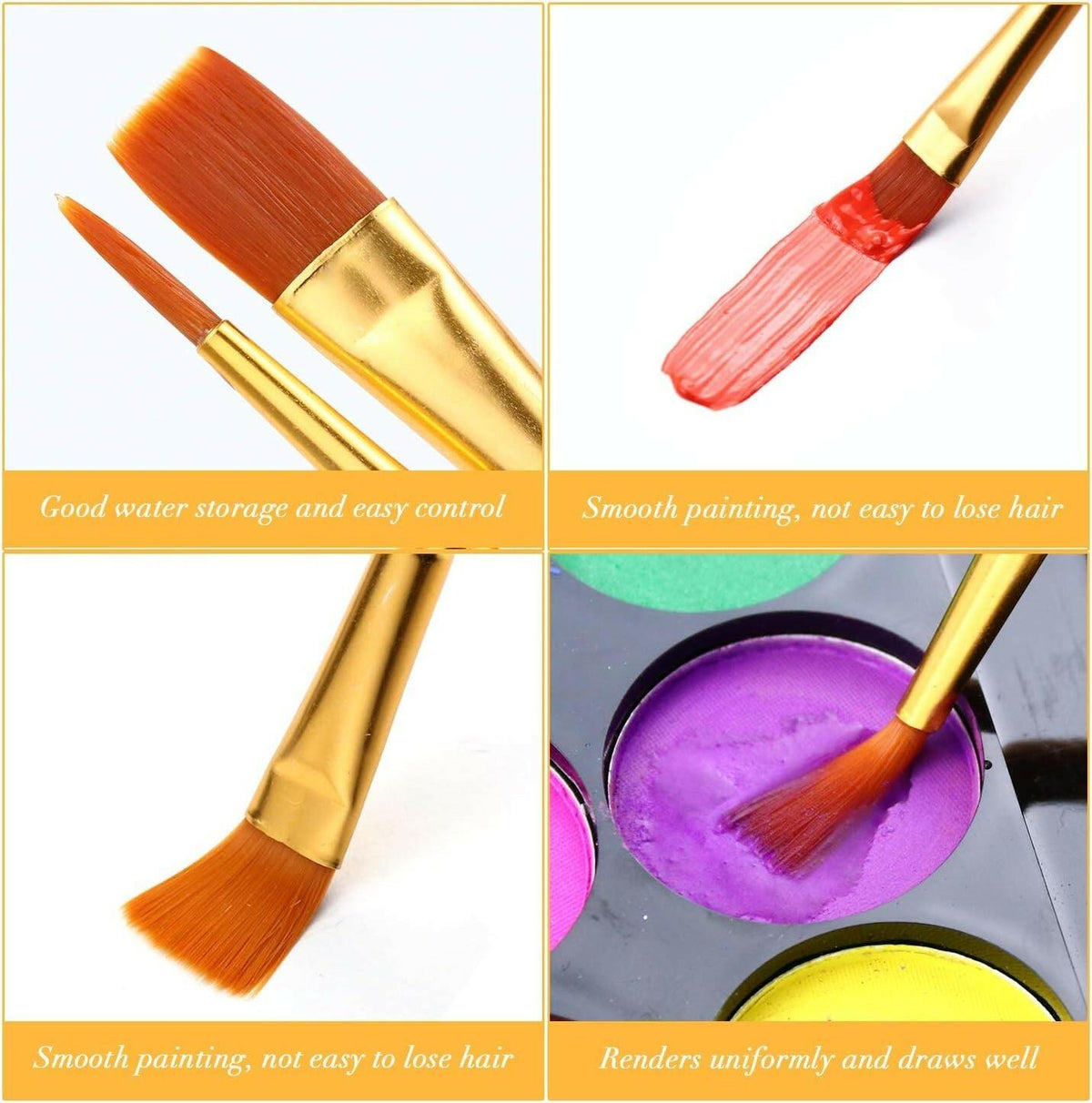 AROIC 10 Pcs Acrylic Paint Brush Set Nylon Hair Watercolor Oil Paint