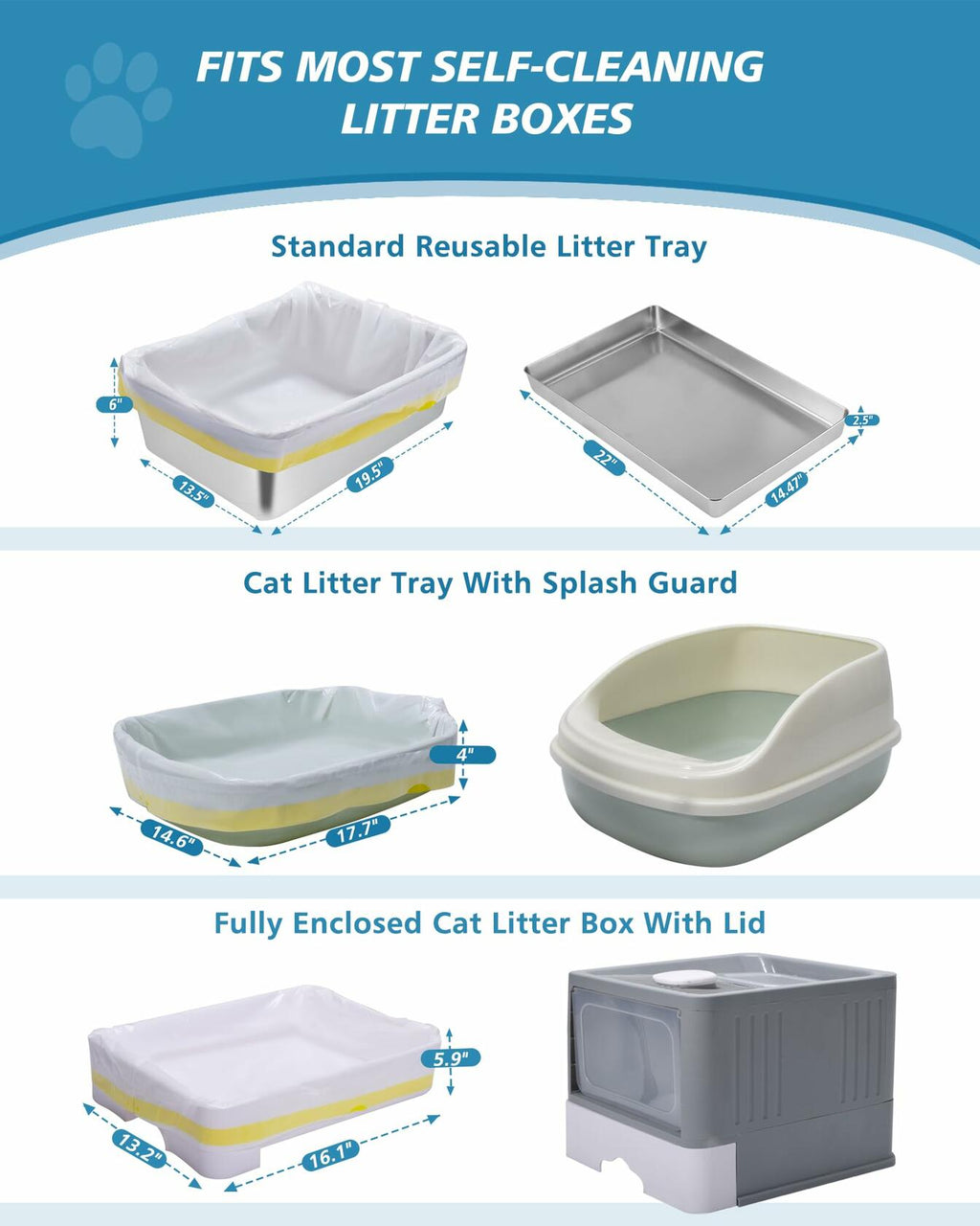 KONE 45 Count Litter Box Liners Drawstring Leak-Proof Thick Durable Bags