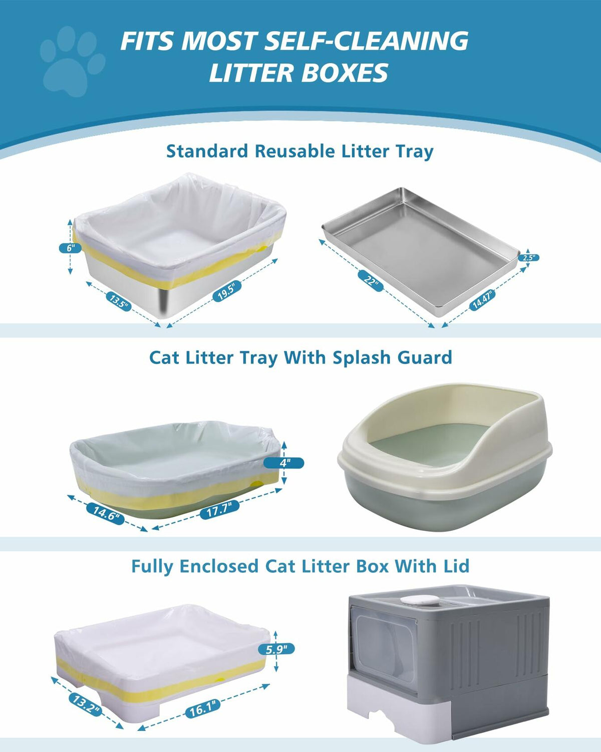 KONE 45 Count Litter Box Liners Drawstring Leak-Proof Thick Durable Bags