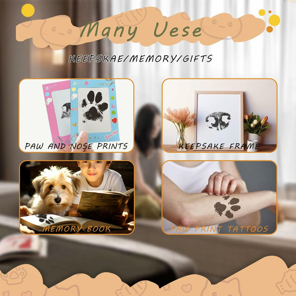 DBIGQ Dog Paw Print Kit Mess-Free Inkless Stamp Pad Medium 4Pack Black