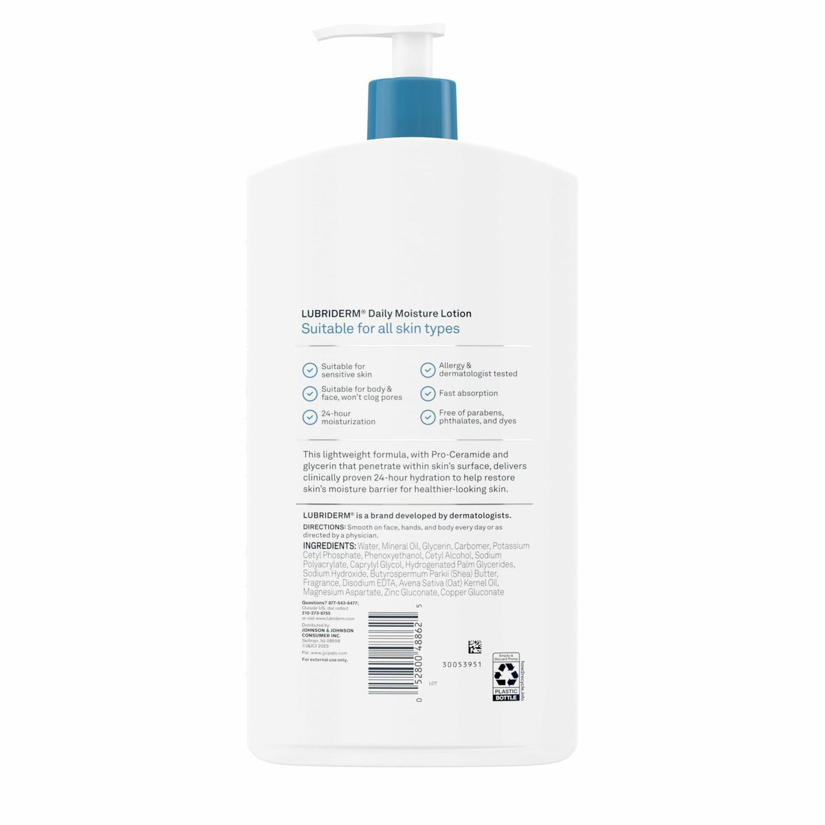 Lubriderm Daily Moisture Lotion Pro-Ceramide Shea Butter Glycerin 24 FL OZ