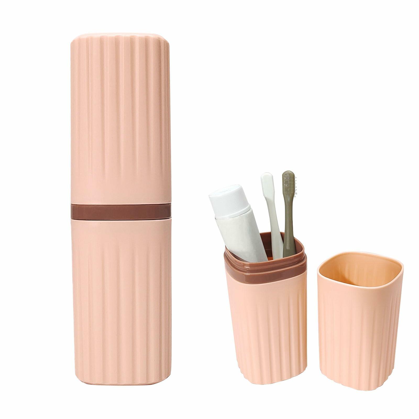 FALIZIFU Pink Travel Toothbrush Case Portable Holder Bathroom Camping