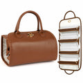 voioe Travel Makeup Organizer Bag Foldable Toiletry Large Capacity Brown