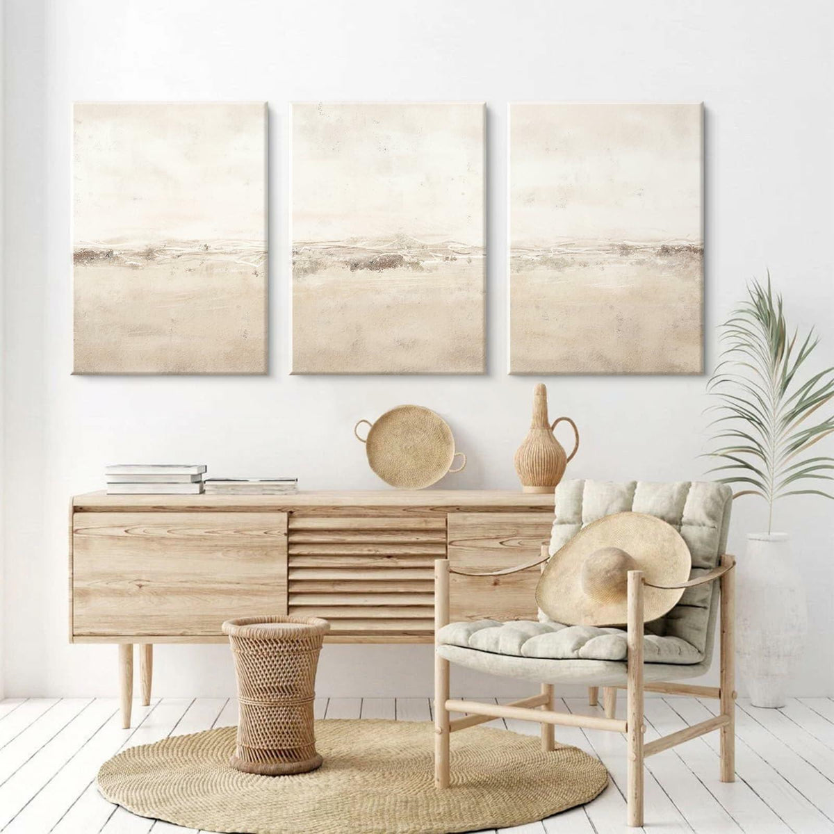 Baccone Mid Century Modern Wall Art Set of 3 Sage Green 12x16 Inch Canvas