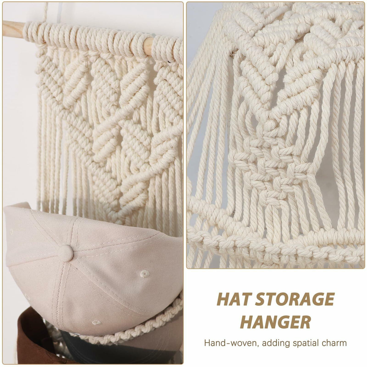 Hommtina Wall Mounted Hat Rack Organizer Brown 2 Pack Bohemian Style