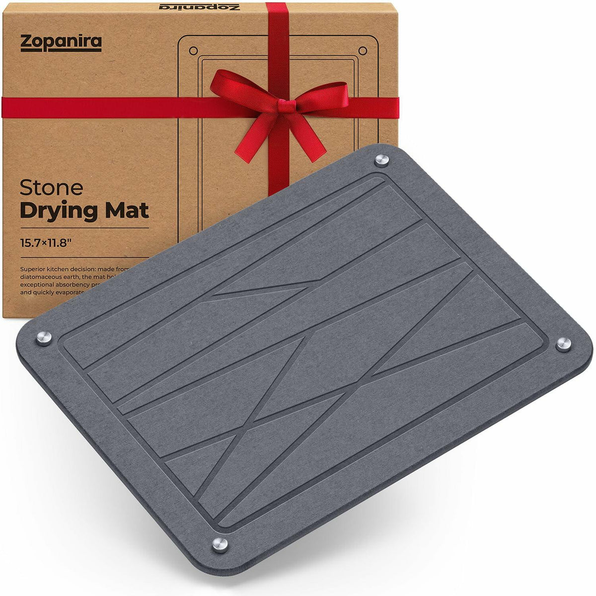 Zopanira Diatomaceous Earth Drying Stone Mat Gray 11.8x15.7 Kitchen Counter