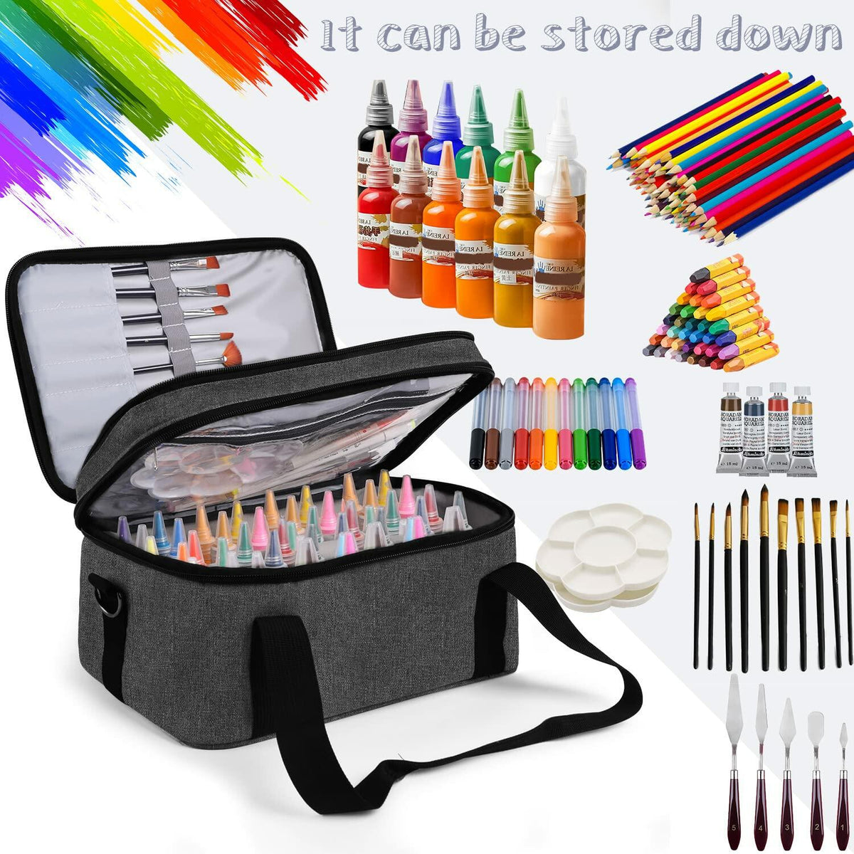 Yumt Acrylic Paint Brush & Bottle Organizer 7 Tier Clear Storage Display