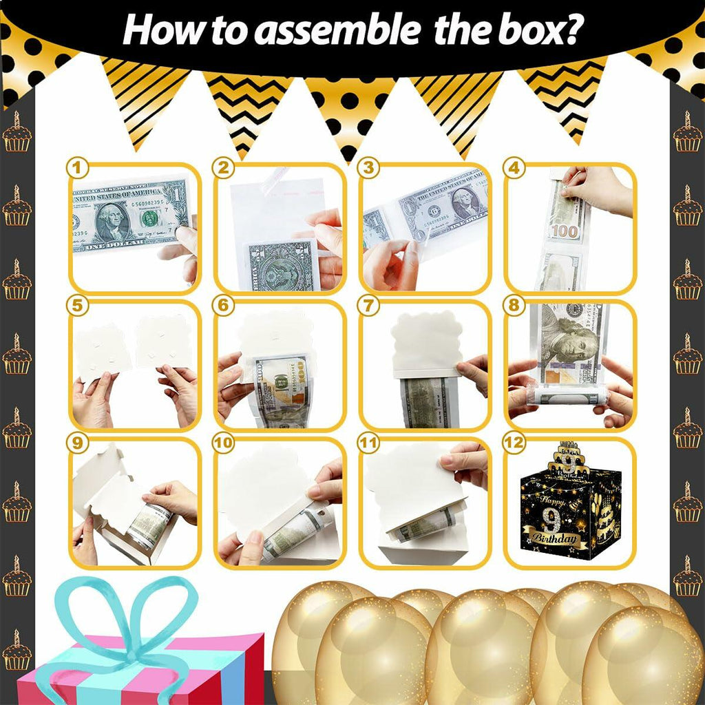 Toerifer 9th Birthday Money Box Set Black Gold PVC One Size