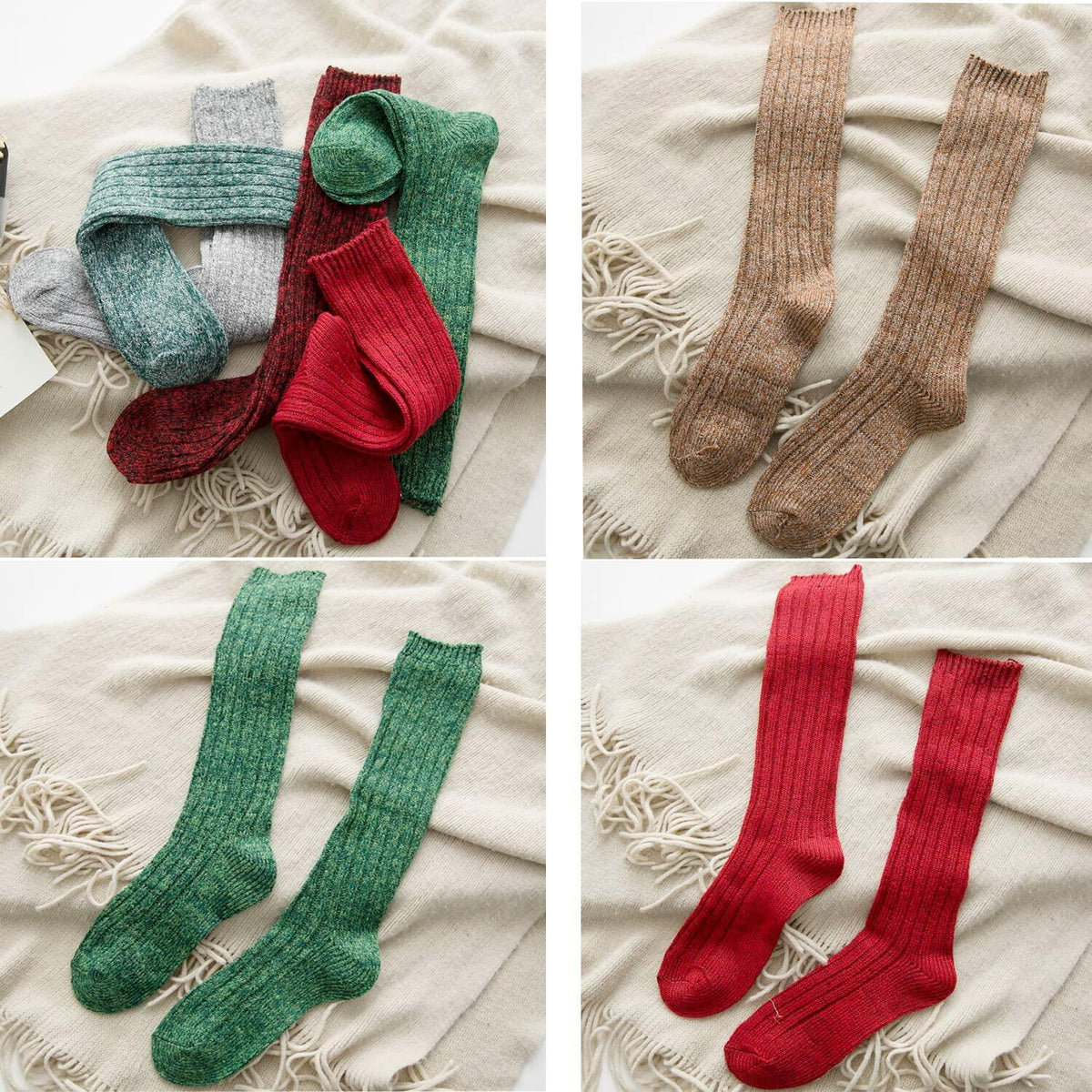 TINTAO Women’s Winter Cable Knit Knee High Boot Socks 3 Pairs Size 5-11 A10