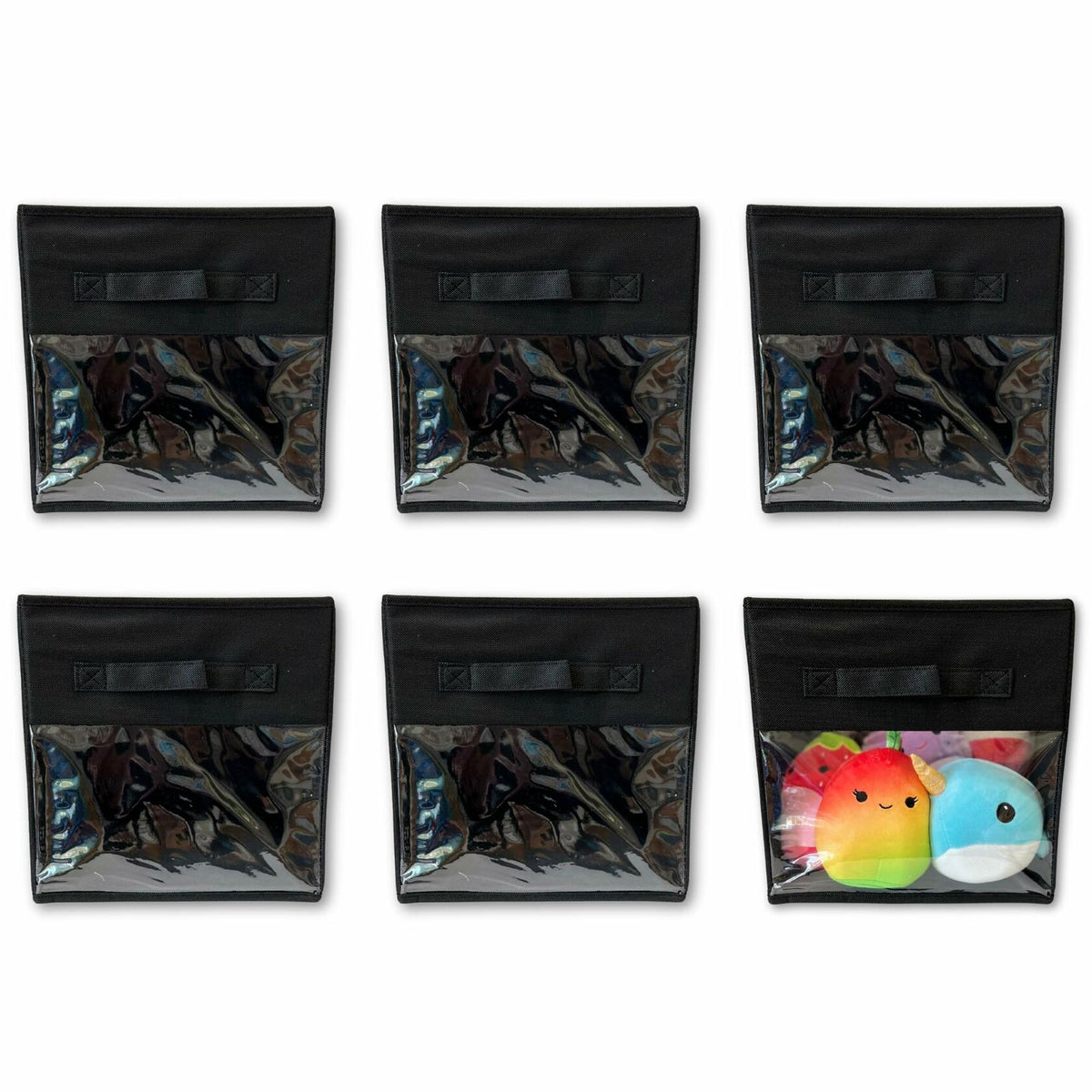 Frankie & Ivy 11 Inch Clear Front Storage Bins Gray 6 Pack Fabric