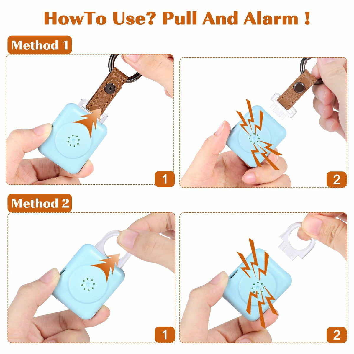 LE Sircut PA01 Leather Personal Alarm Keychain 130dB Rose Gold LED Flashlight