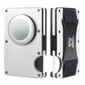 Team Gainz Mens Metal Wallet RFID Blocking Airtag Holder Silver W/ Strap