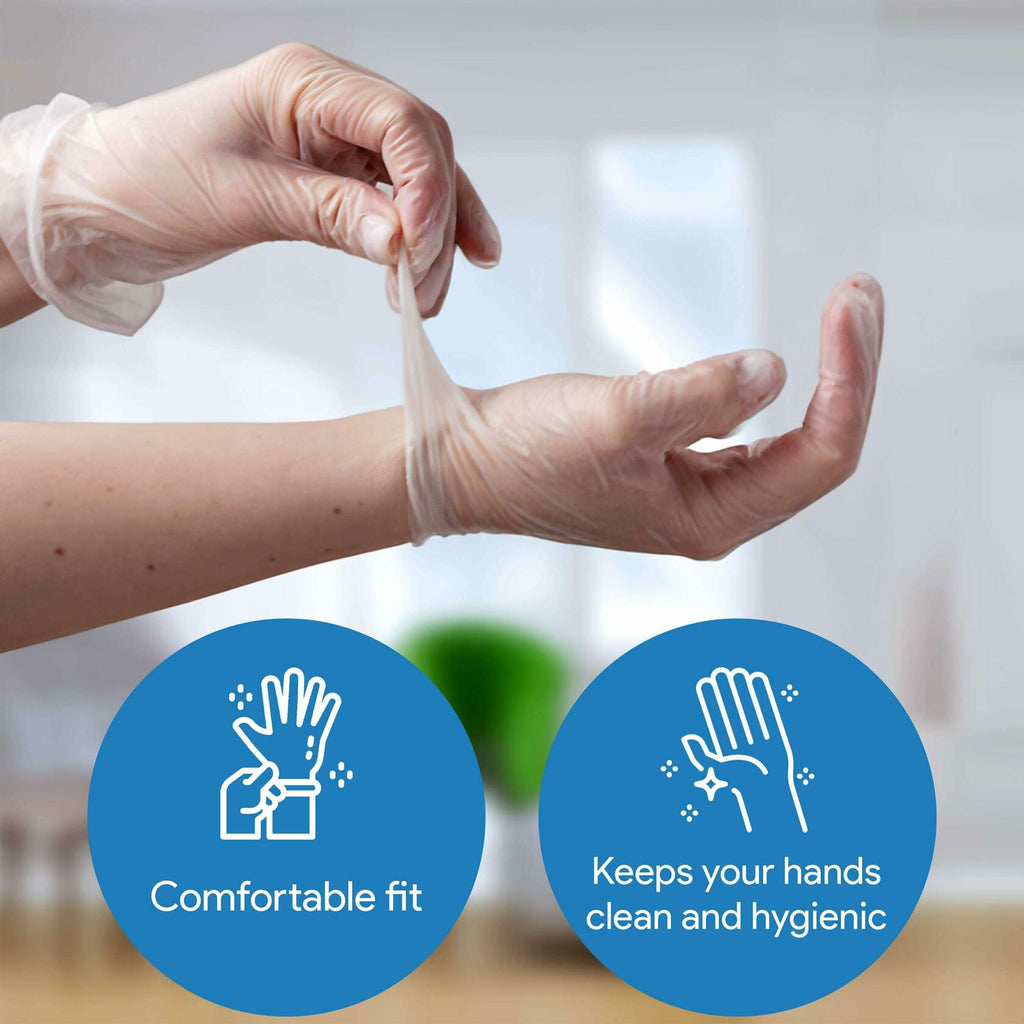 ProHeal Vinyl Disposable Gloves Clear Powder & Latex Free 100 Count Size S