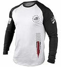 H HYFOL Men's 1776 Independence Day USA Flag Long Sleeve Tee White Size 4XL
