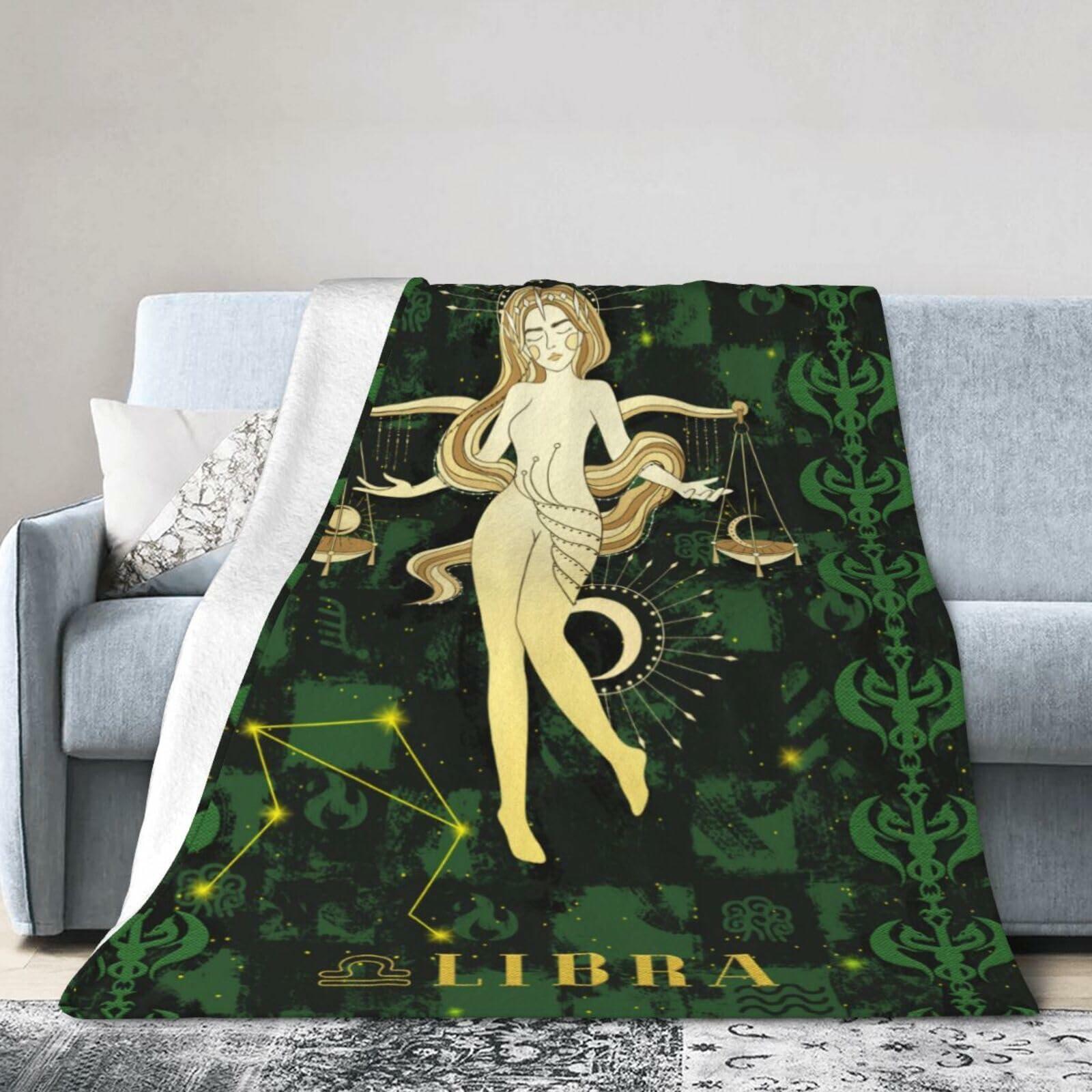 Aswuihz Libra Constellation Flannel Throw Blanket 60x50 Fuzzy Cozy