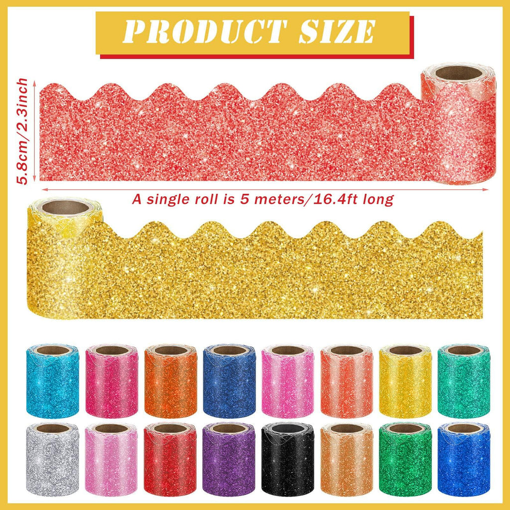 Qeeenar 16 Rolls 263ft Scalloped Bulletin Board Borders Trim Boho Color