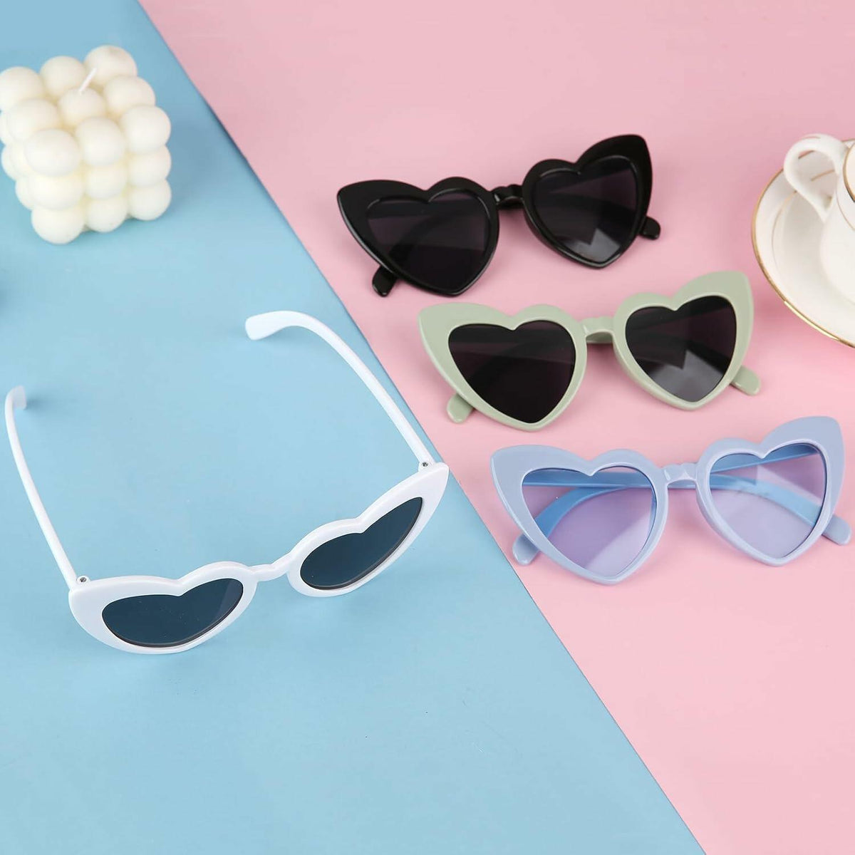 Clcnsusilk 16 Pairs Heart Shaped Sunglasses Bachelorette Party Favors Sage Green