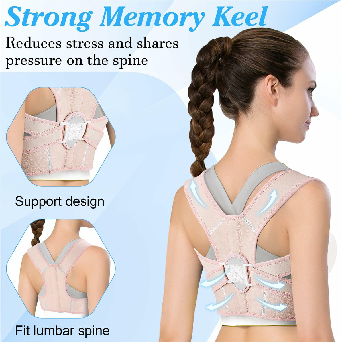 HLOES Adjustable Posture Corrector Upper Back Brace Breathable Support Size XS