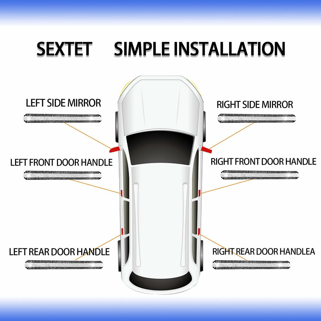 KEVWR 10pcs Bling Rhinestone Car Door Handle Stickers Protective Film Colorful