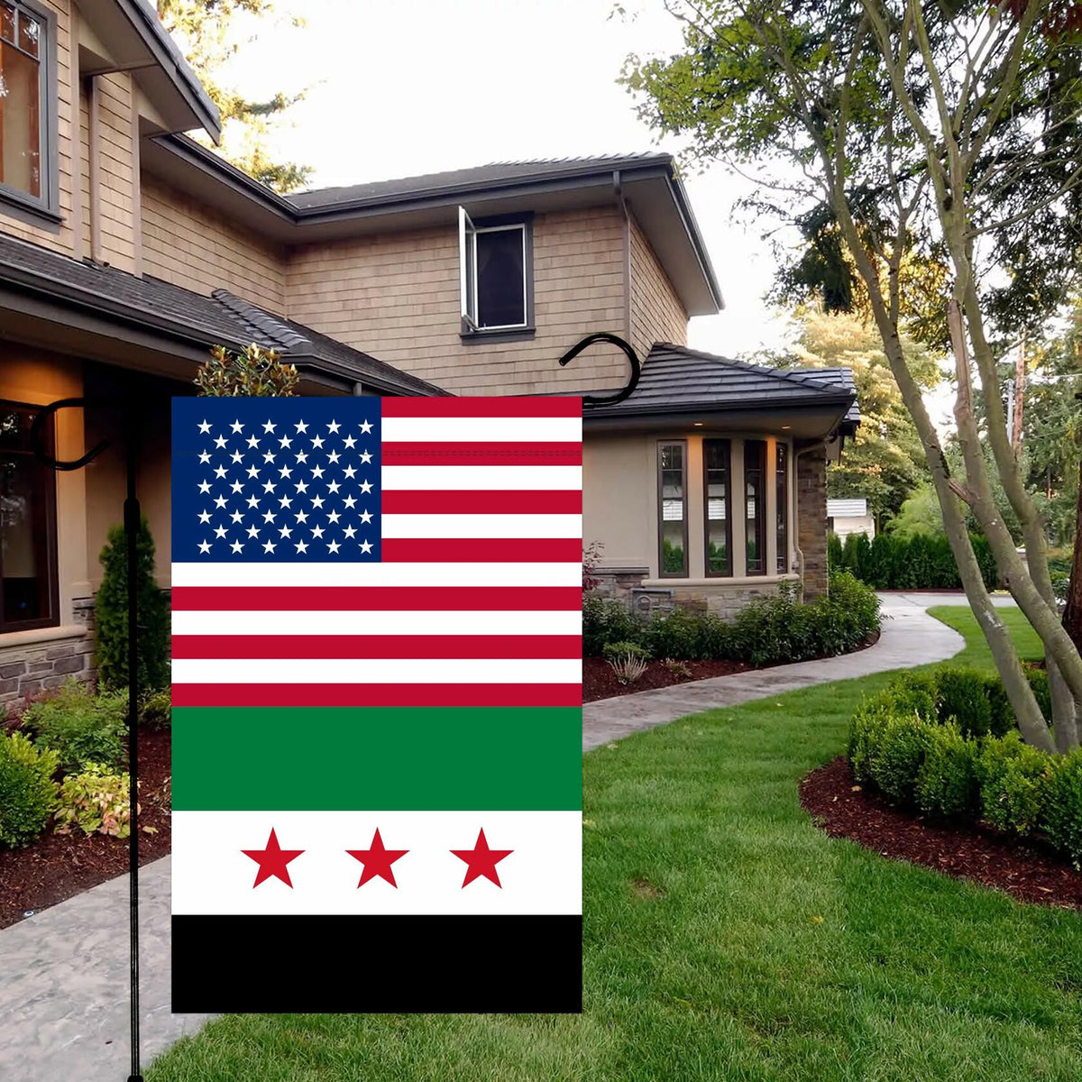 KIIPOAPAU Syrian Garden Flag 12x18in Double Sided Polyester Yard Banner