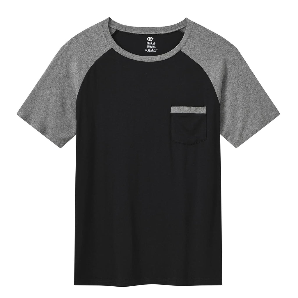 MoFiz Men's Pajama Set Short Sleeve T-Shirt & Shorts Dark Gray/Black Size 2XL