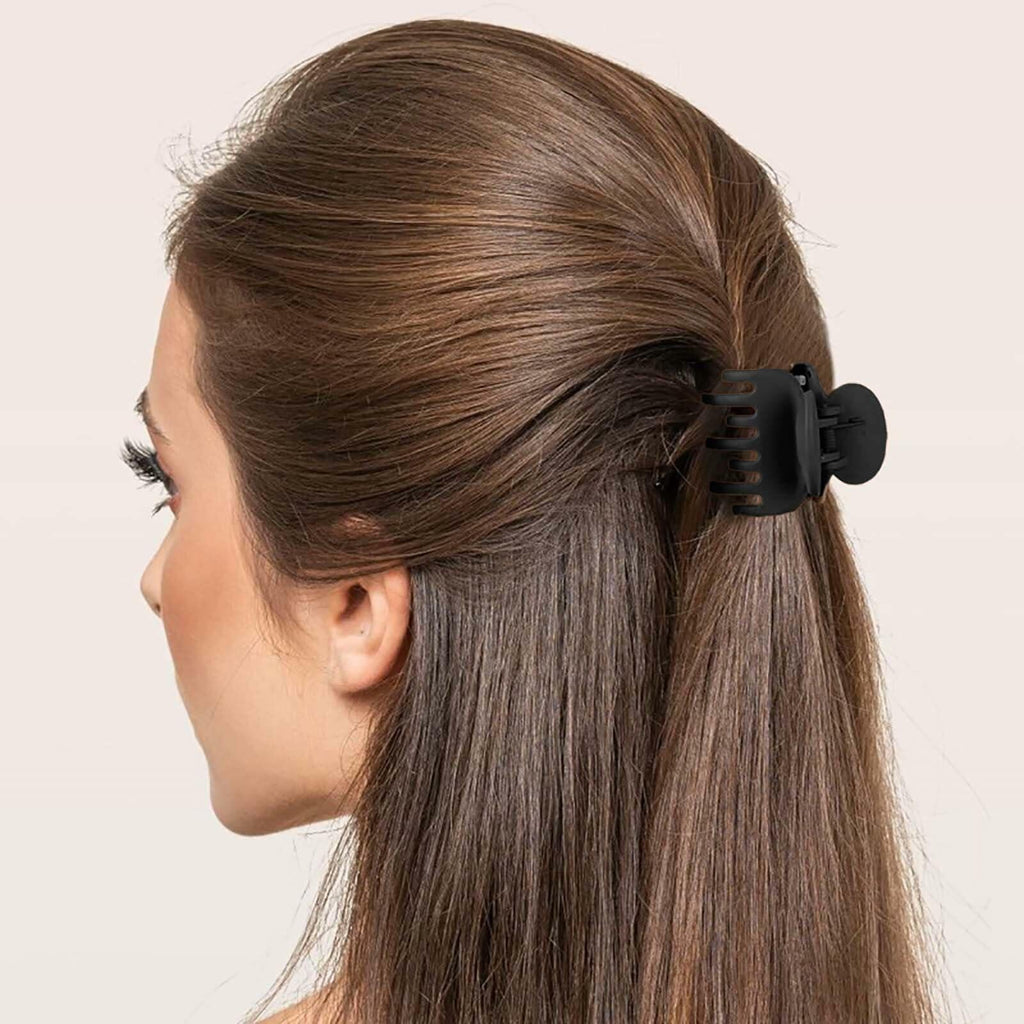 Uausyaly 8 Pcs Non-slip Matte French Hair Claw Clips for Women Black Grey