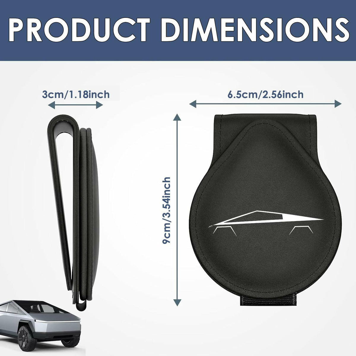 Car Sunglass Holder Tesla Cybertruck 2024-2025 Leather Visor Eyeglass Clip White