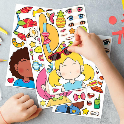 BOGIKI Make a Face Stickers 15 Sheets Waterproof Girl Halloween Party Favors