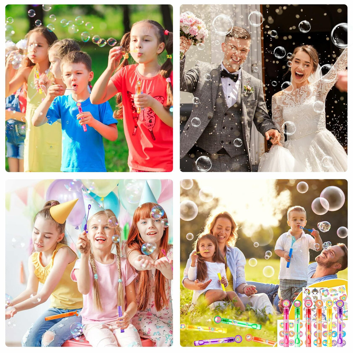 60PCS Cute Unicorn Party Favors 12 DIY Bubble Wands Birthday Goodie Bags