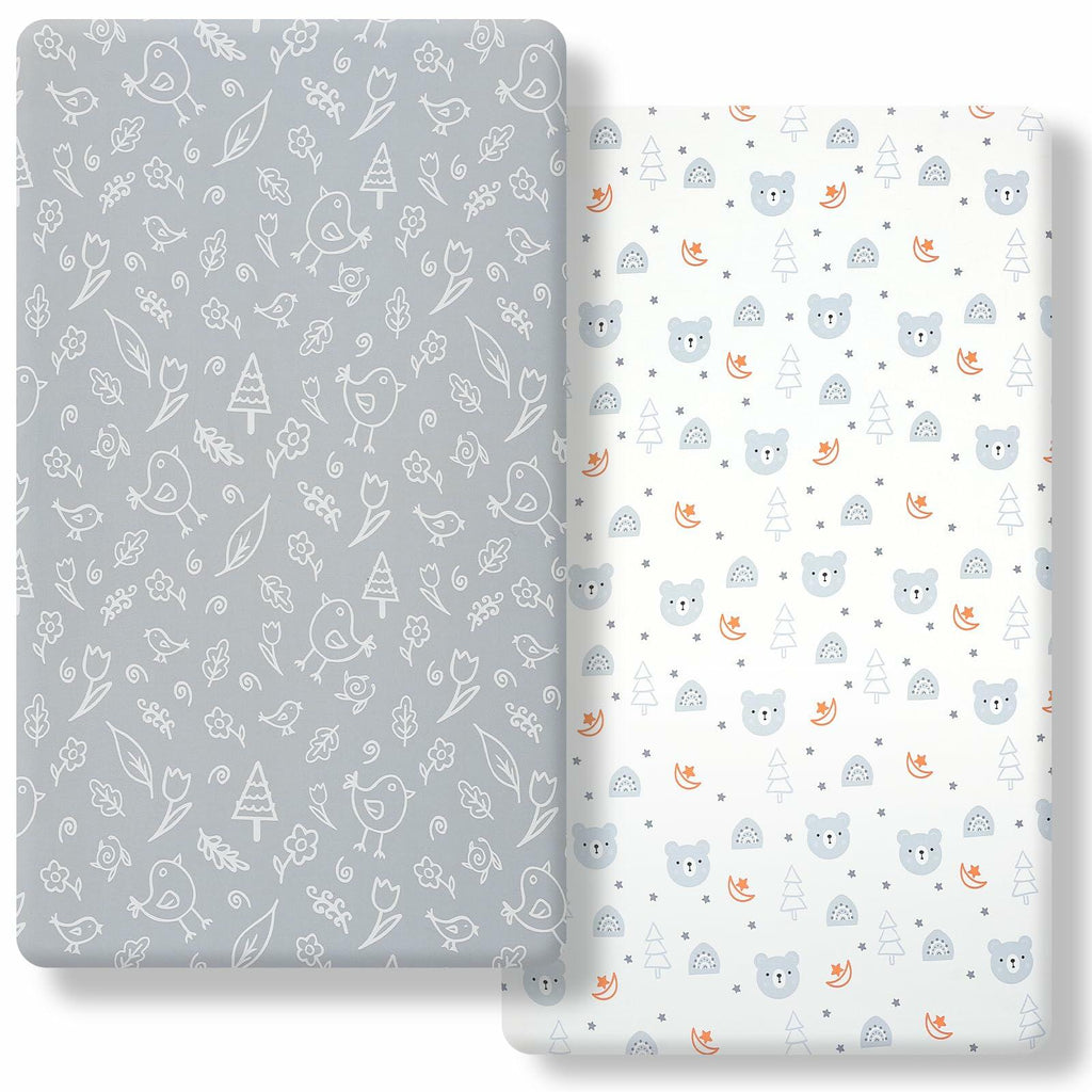 FHMJYH 2PC Super Soft Stretch Knit Crib Sheet Set Microfiber 52x28 Brown Beige