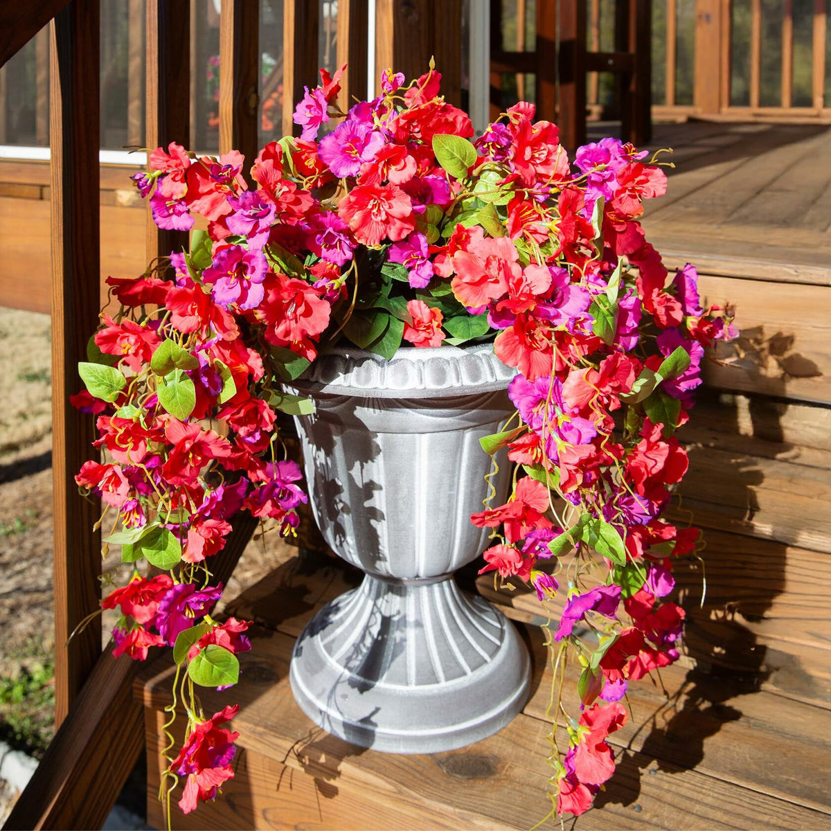 Ivydale Artificial Hibiscus Hanging Flowers UV Resistant Outdoor 2pcs Fuchsia