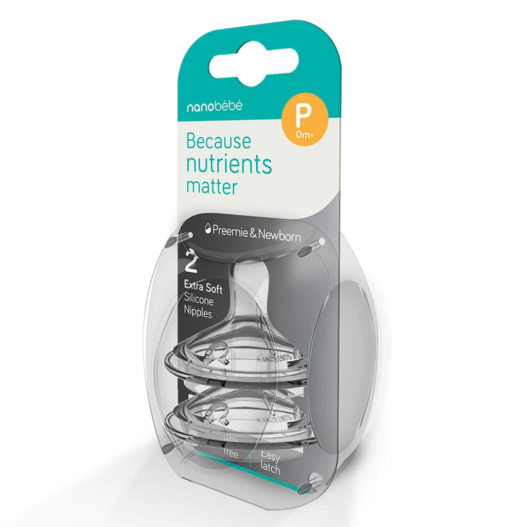 Nanobebe Flexy Silicone Bottles Nipples Triple Vented Twin-Pack - Slow Flow