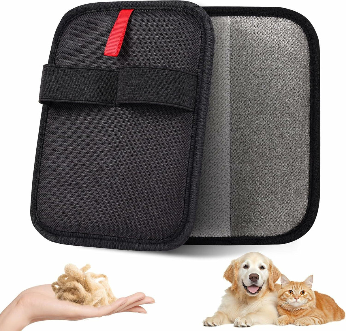 DLIOJHL Pet Hair Removal Gloves Cat & Dog Hair Cleaner Black Red