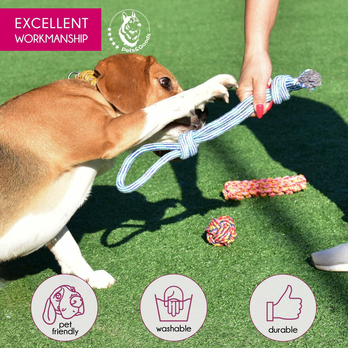 Pets&Goods Rope Dog Toys 13-Pack Durable Cotton Chew Tug Toys
