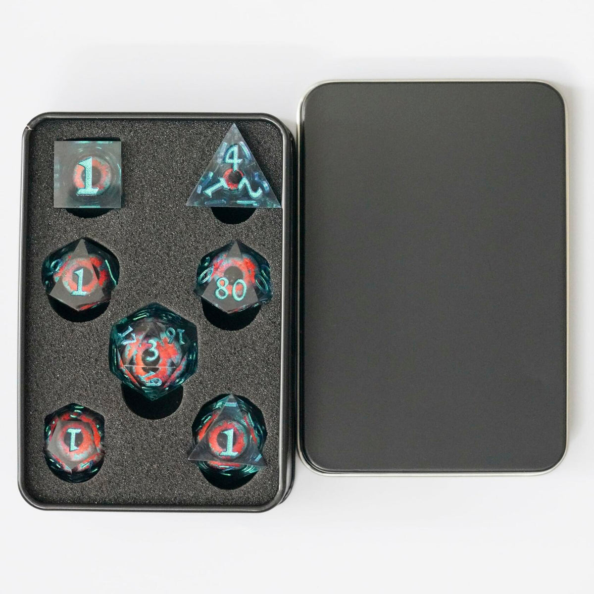 Maywin Dungeons & Dragons Liquid Core Dragon Eye Polyhedral Dice Set