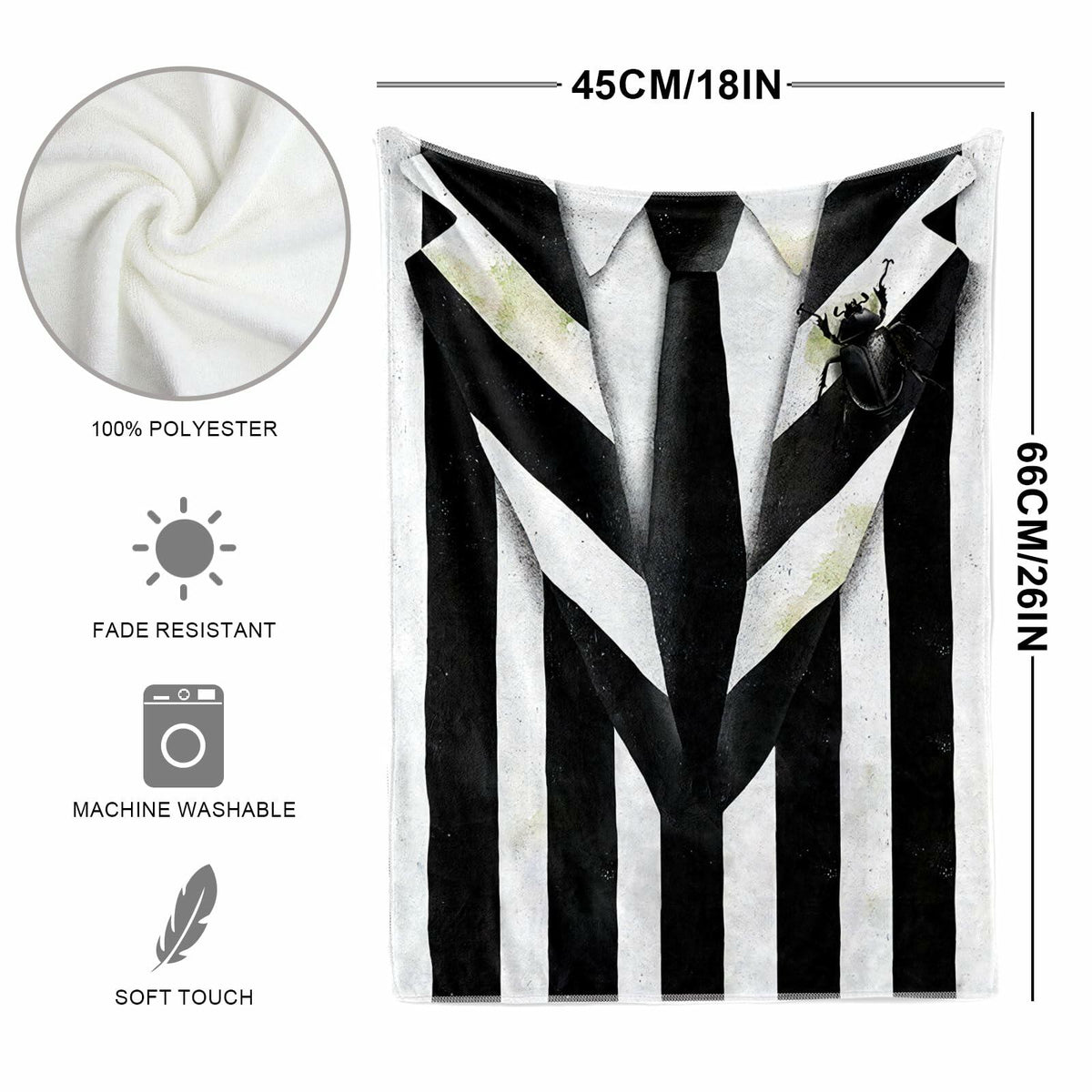 Jiudungs Halloween Kitchen Towels Set of 2 Black White Stripe 18x26 Inch