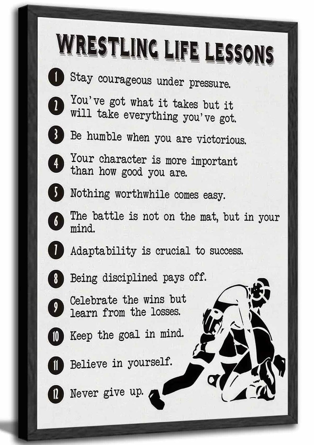 HSHFKLH Inspirational Wrestling Life Lessons Canvas Wall Art Motivational Poster