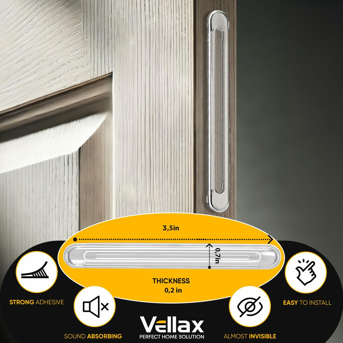 Vellax Clear Silicone Wall Protector Strips 3.5x0.7x0.2in 8 Count